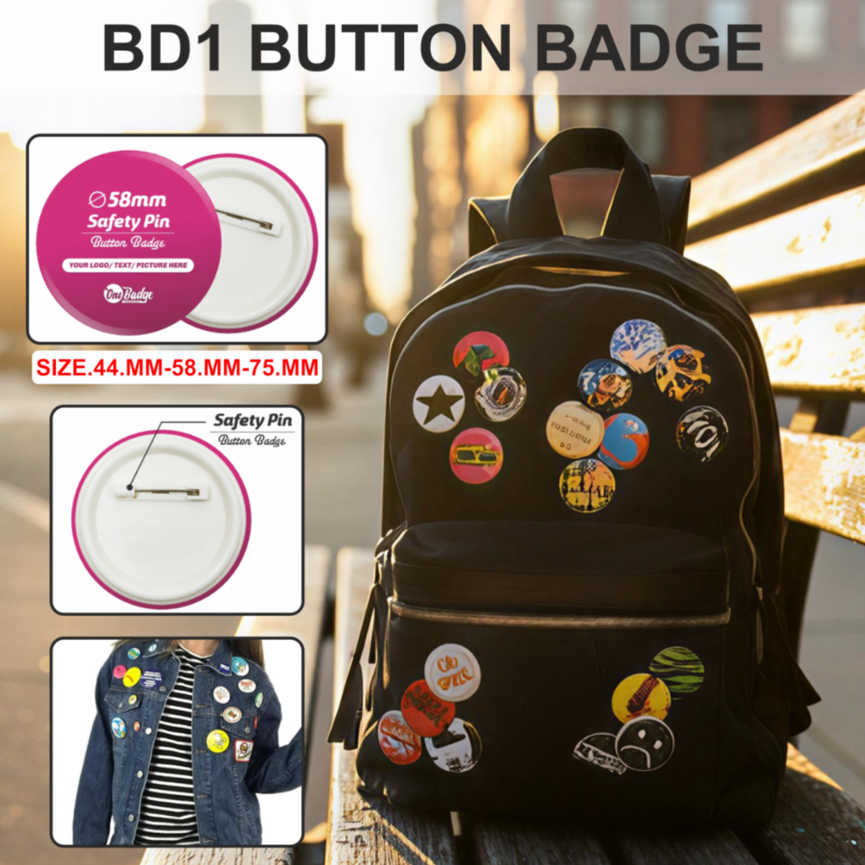 BD1 Button Badge Sizes 58.MM