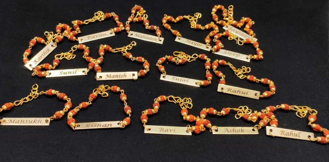 RR1 Rudraksha Rakhi Bracelet Customised with Name