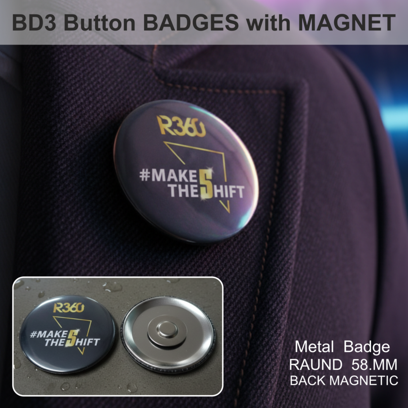 BD3 Button BADGES with MAGNET