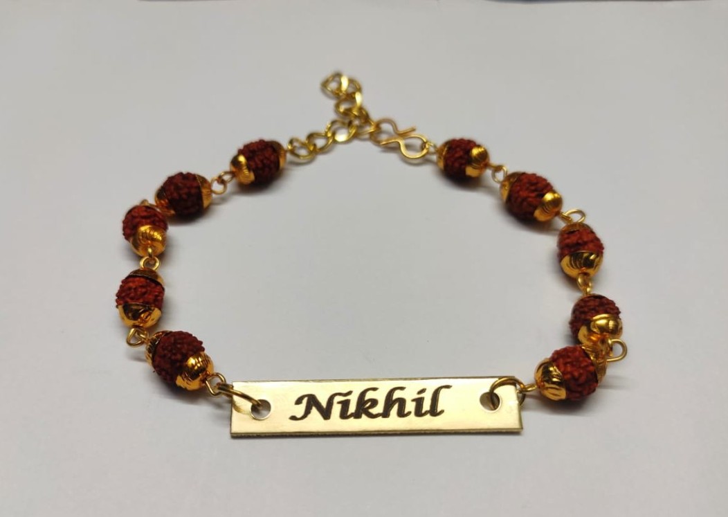RR1 Rudraksha Rakhi Bracelet Customised with Name